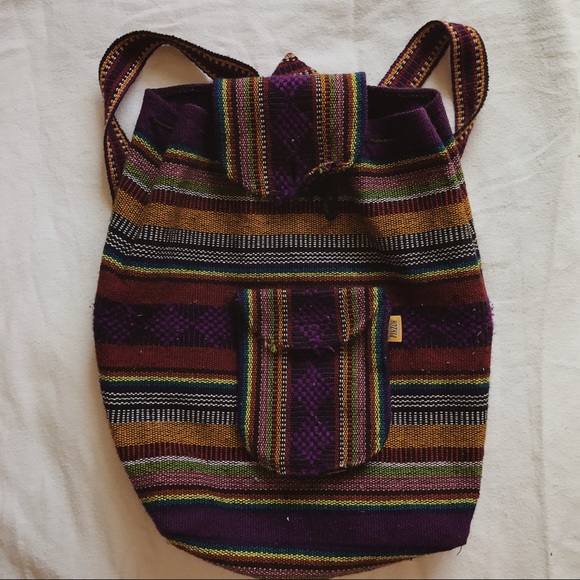 Handbags - Neon Burlap Material Pinzon Hippie Backpack